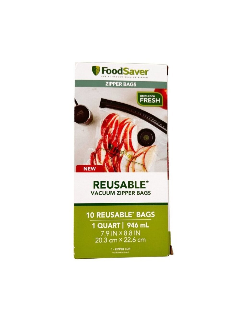 NEW Foodsaver reusable Vacuum Zipper Bags QUART 10 Count Microwave Leakproof